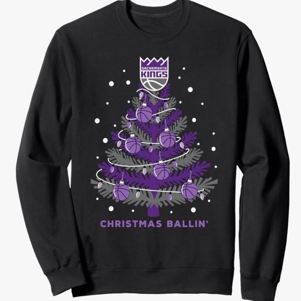 Sacramento Kings Christmas Ballin' Crewneck Sweater - Black and Purple XL